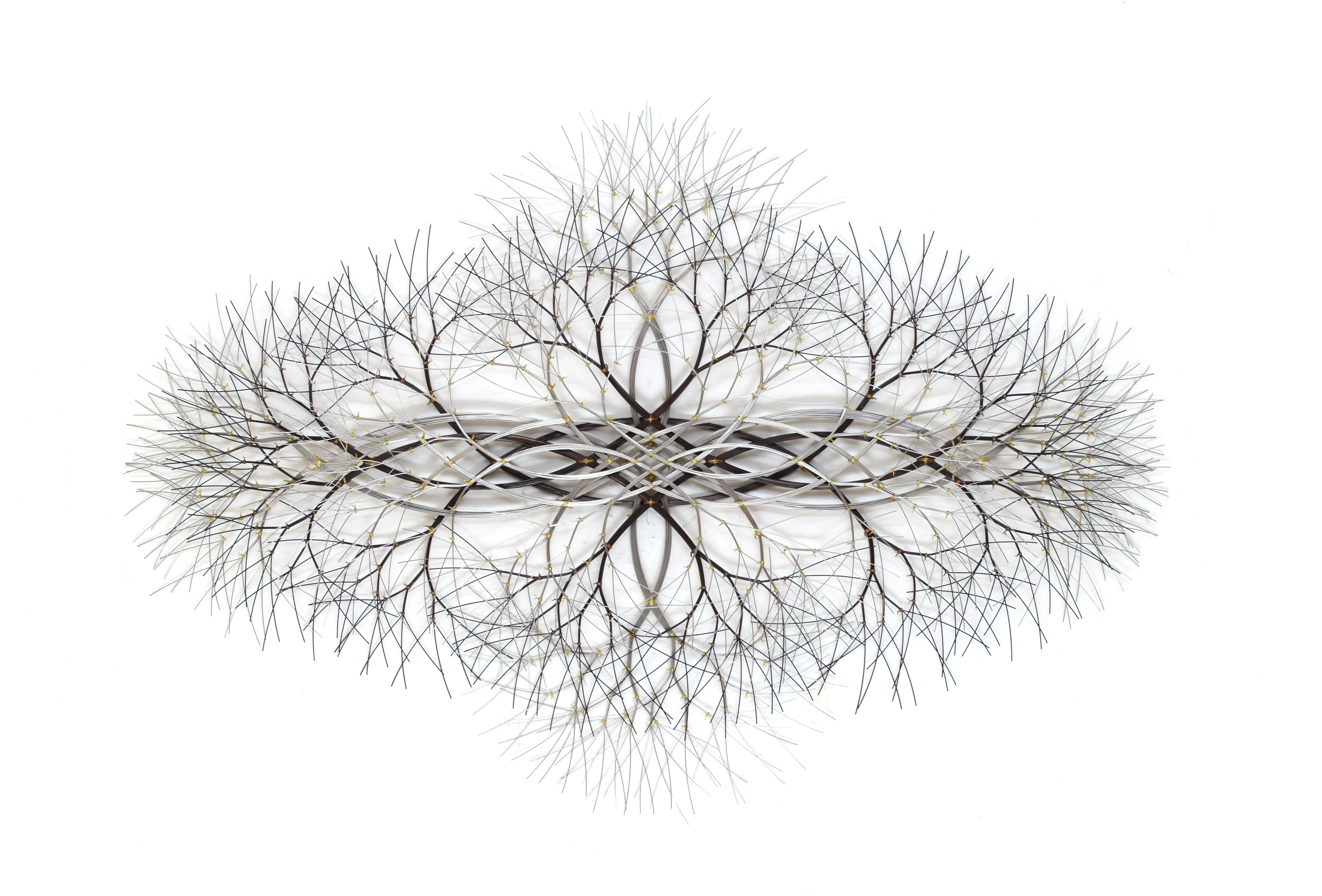 57"x39" Metal Wall Sculpture in Bronze and Stainless, #646. Available Now