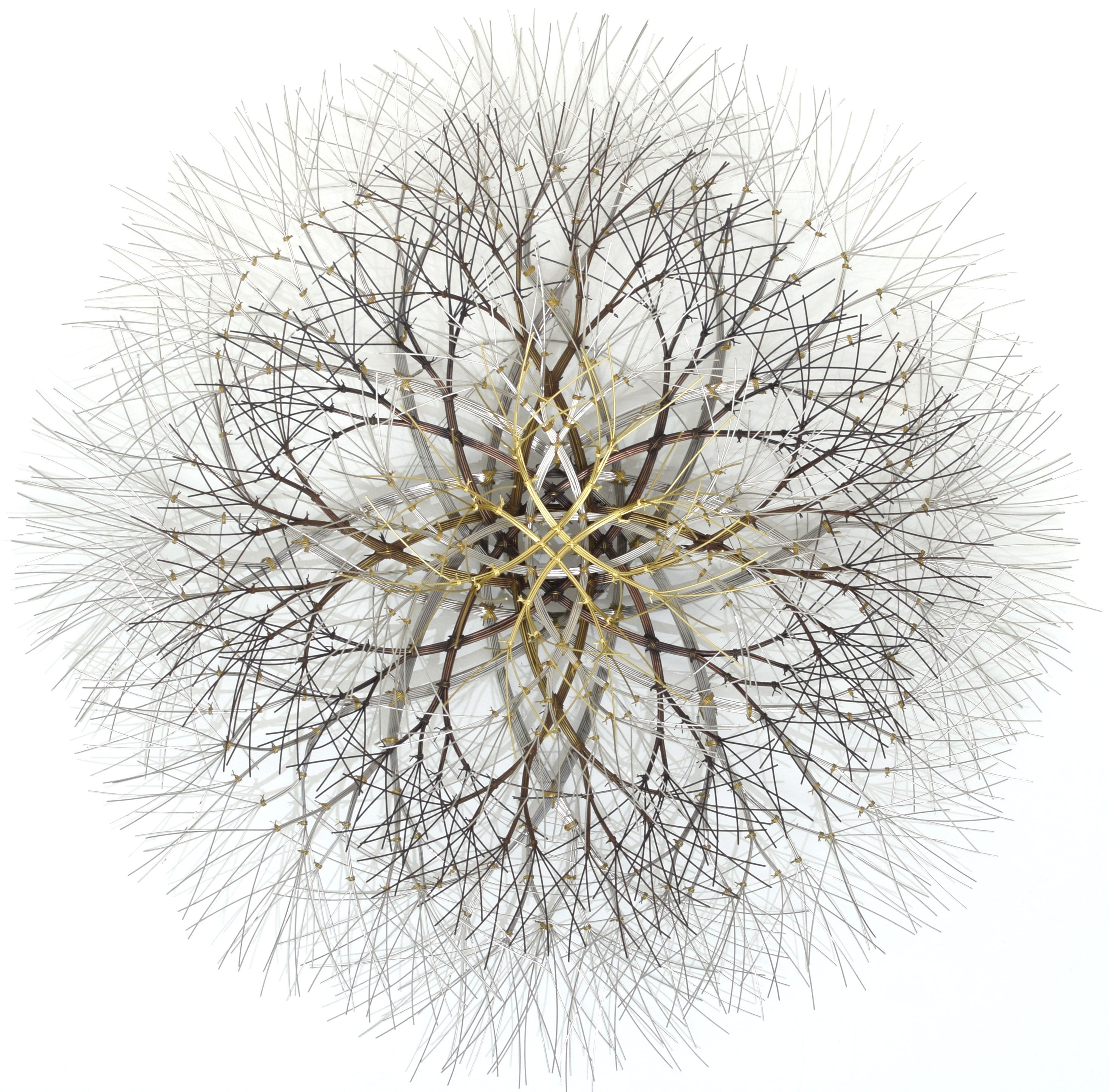 34"x34"x8" Metal Wall Sculpture in Stainless, Bronze and Brass #775
