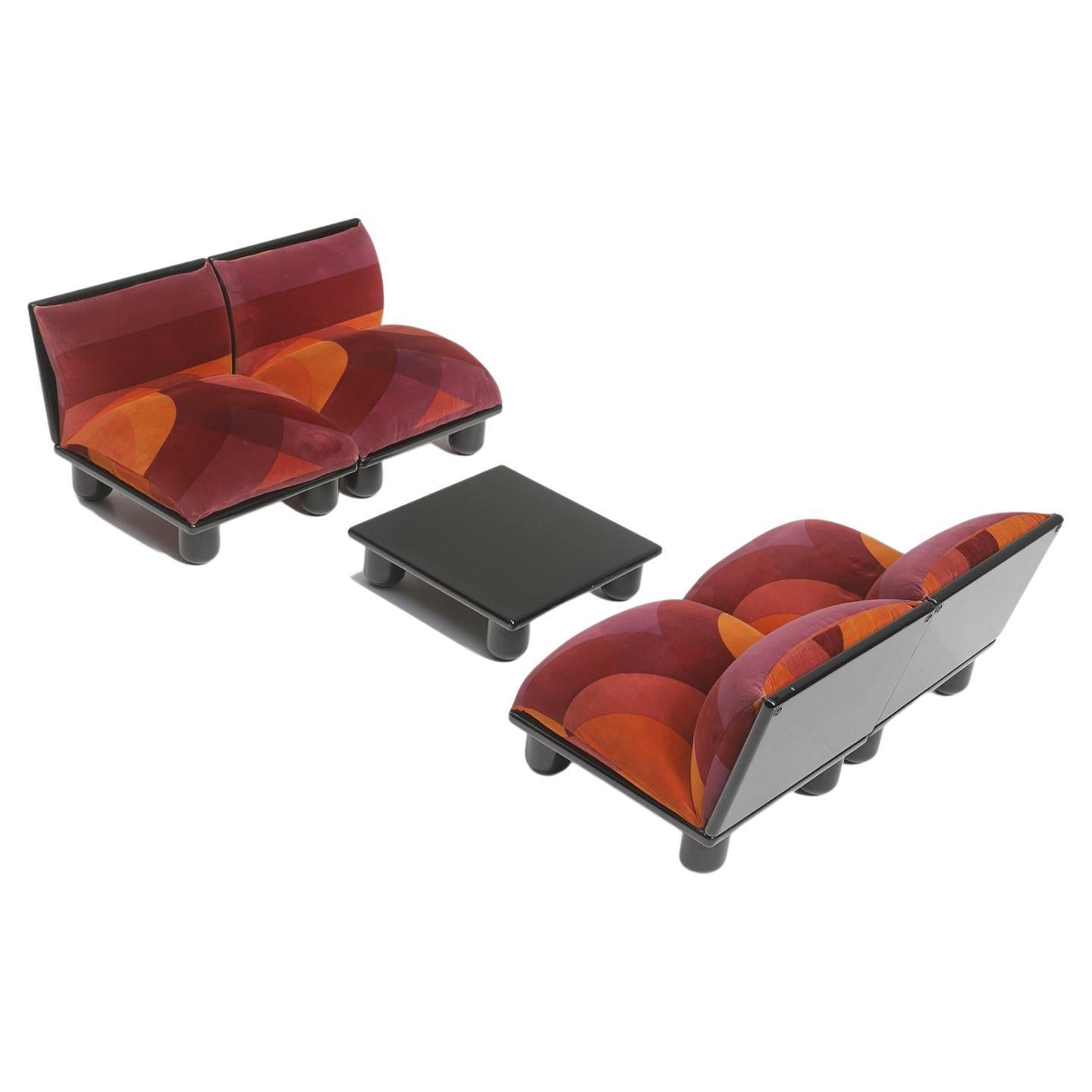 Sofa-Set aus mundgeblasenem Sofa mit Couchtisch von Carlo Bartoli für Rossi di Albizzate, Italien im Angebot