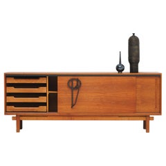 Midcentury wooden sideboard by J. Batenburg and E. Souply for MI Belgium 1960s.