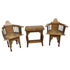 Damascan Chair Games Table Set Arabic Inlay Syrian Interiors