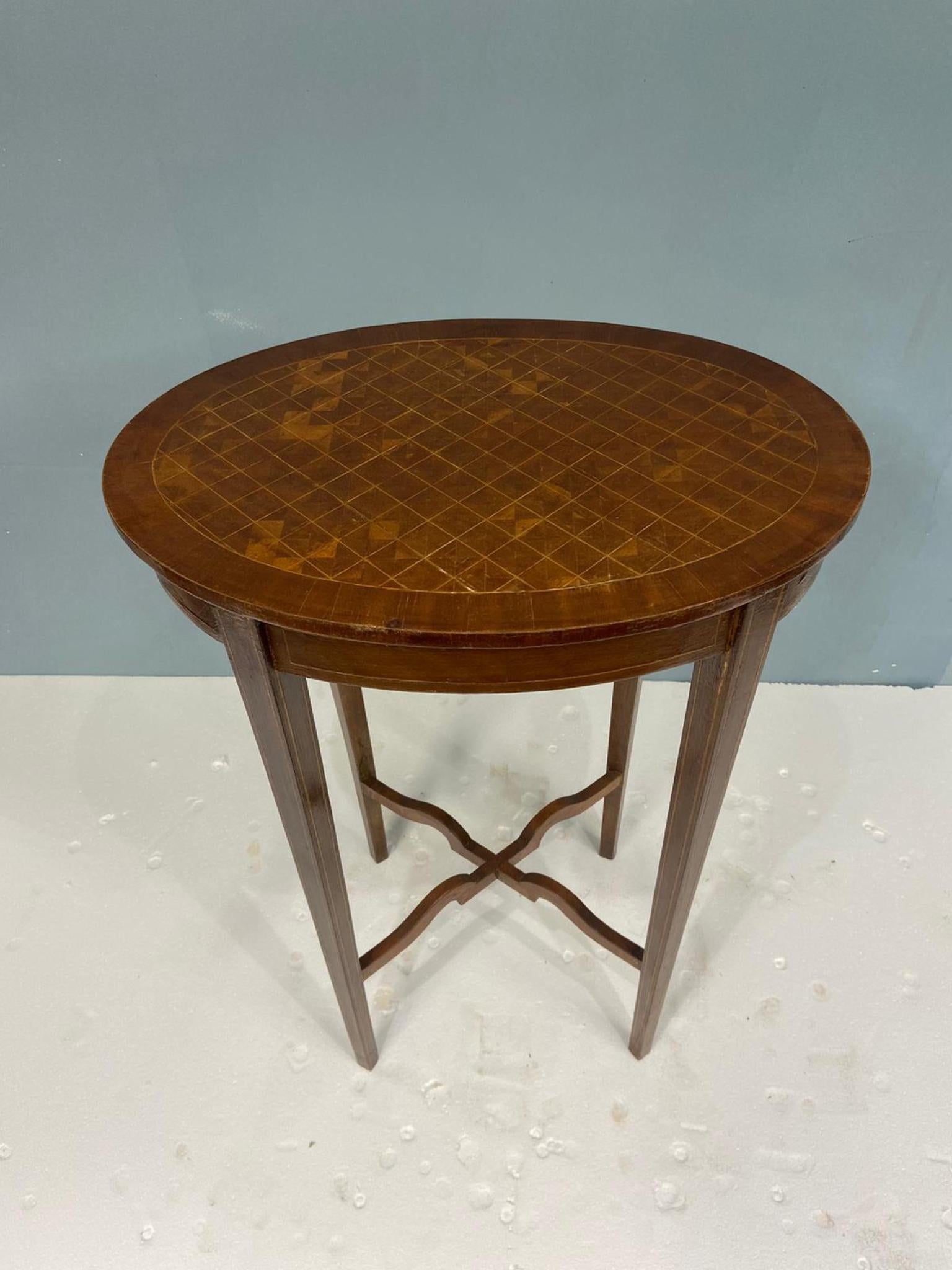 Regency Side Table Occasional Oval End Parquetry Inlay For Sale 2
