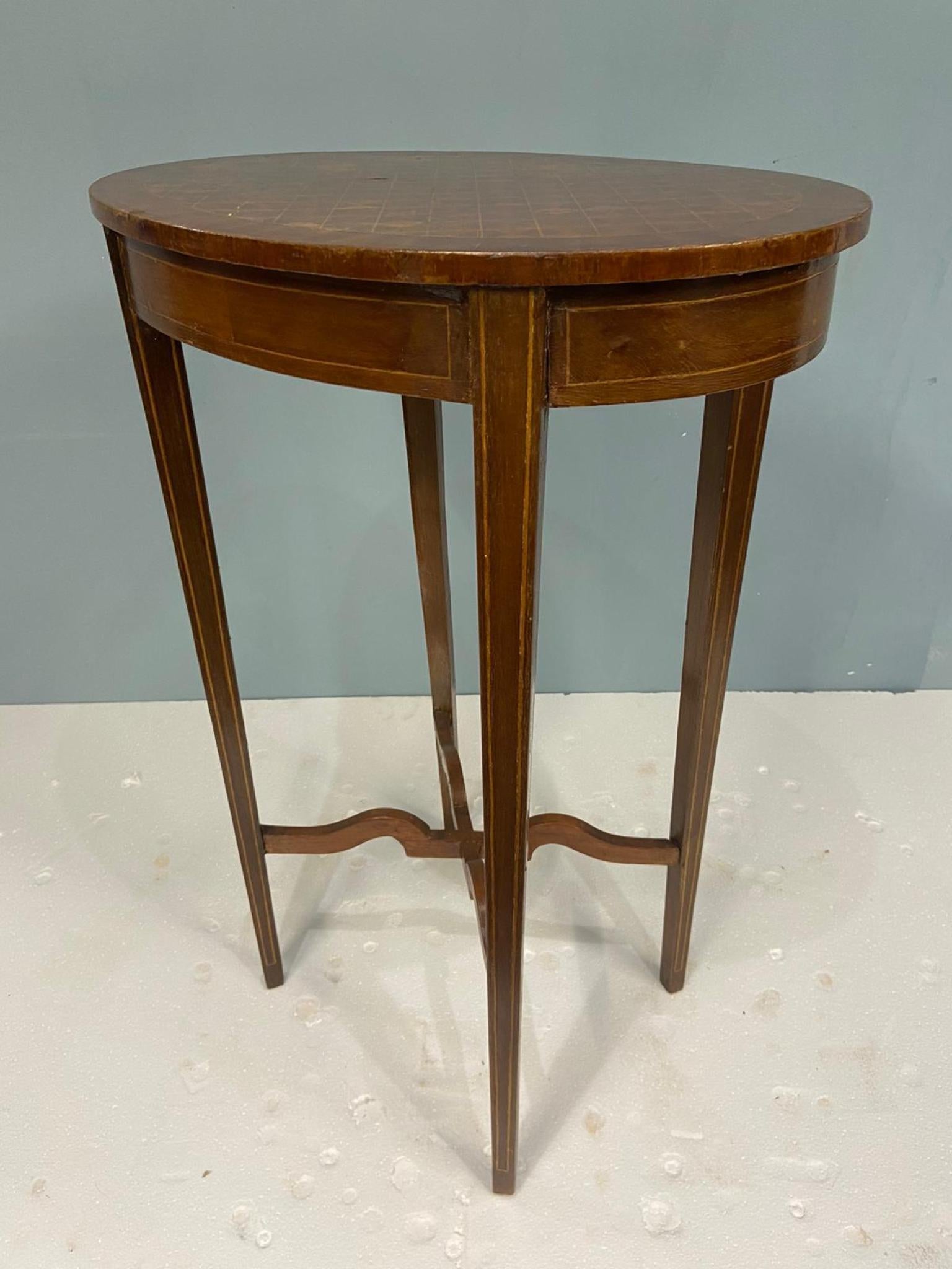 Regency Side Table Occasional Oval End Parquetry Inlay For Sale 1