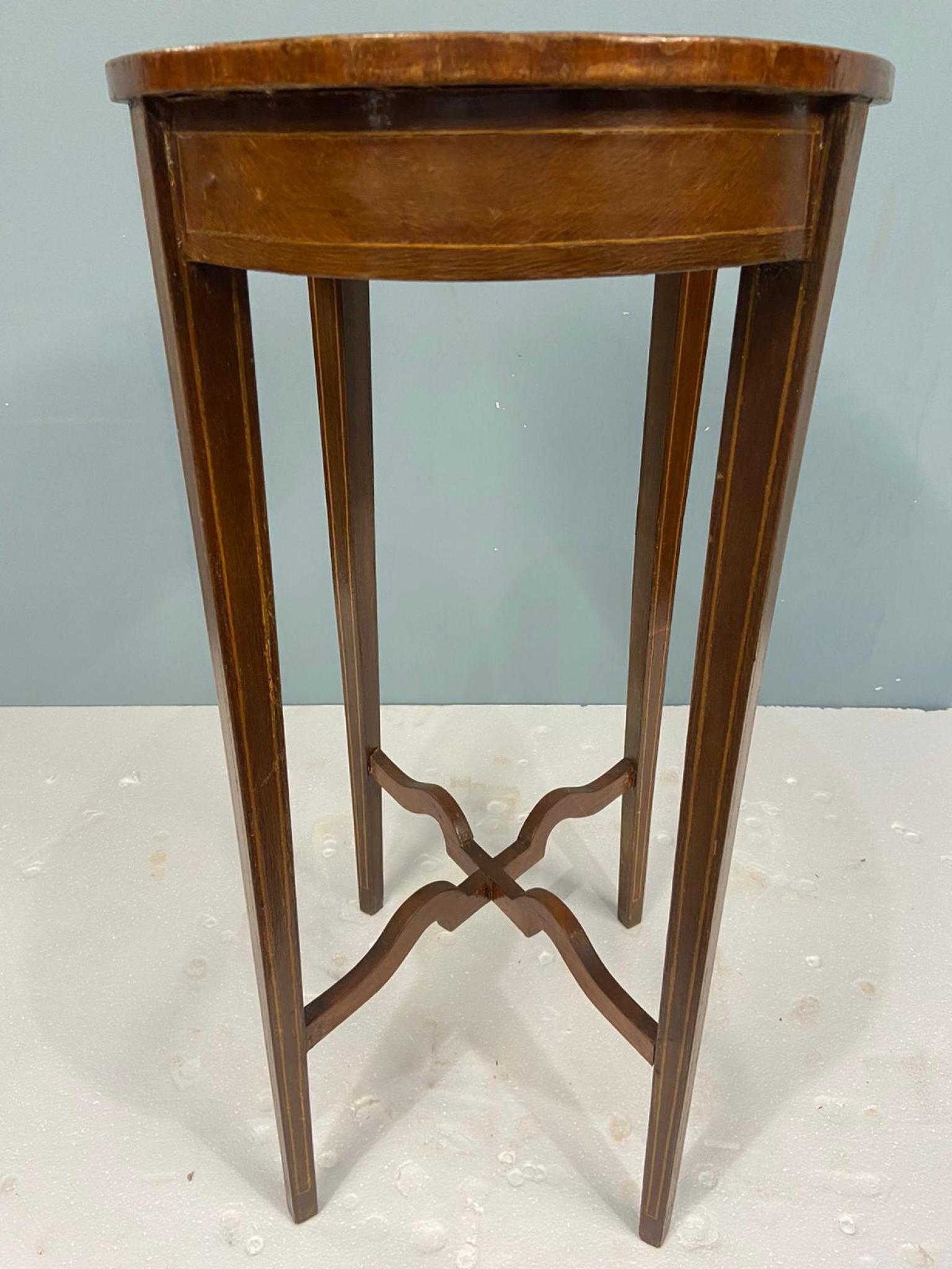 Late 20th Century Regency Side Table Occasional Oval End Parquetry Inlay For Sale