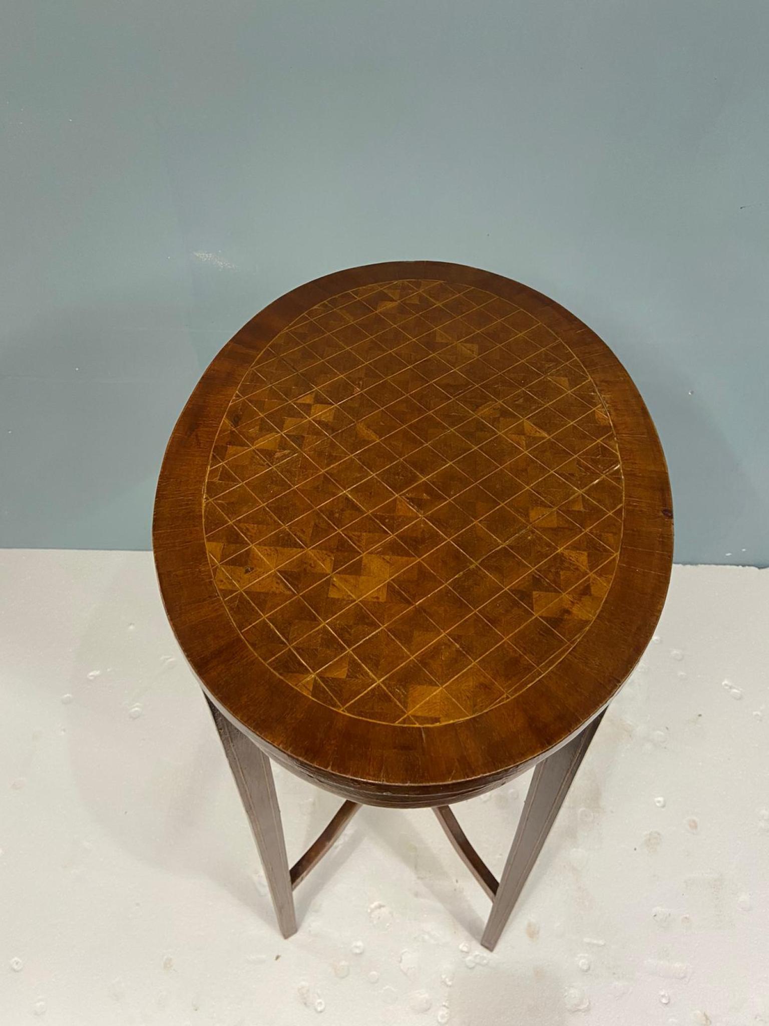 Regency Side Table Occasional Oval End Parquetry Inlay For Sale 6