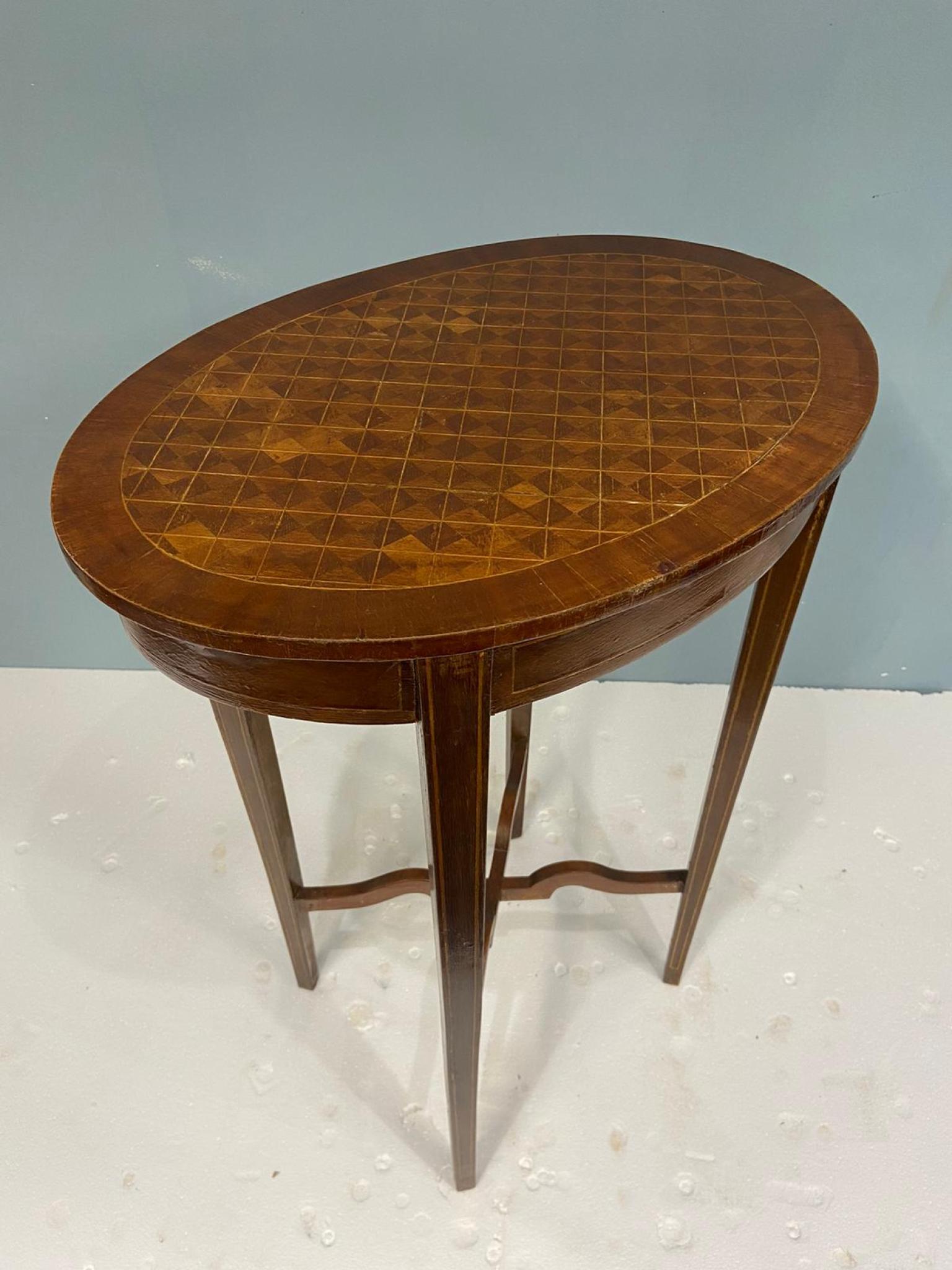 Regency Side Table Occasional Oval End Parquetry Inlay For Sale 4