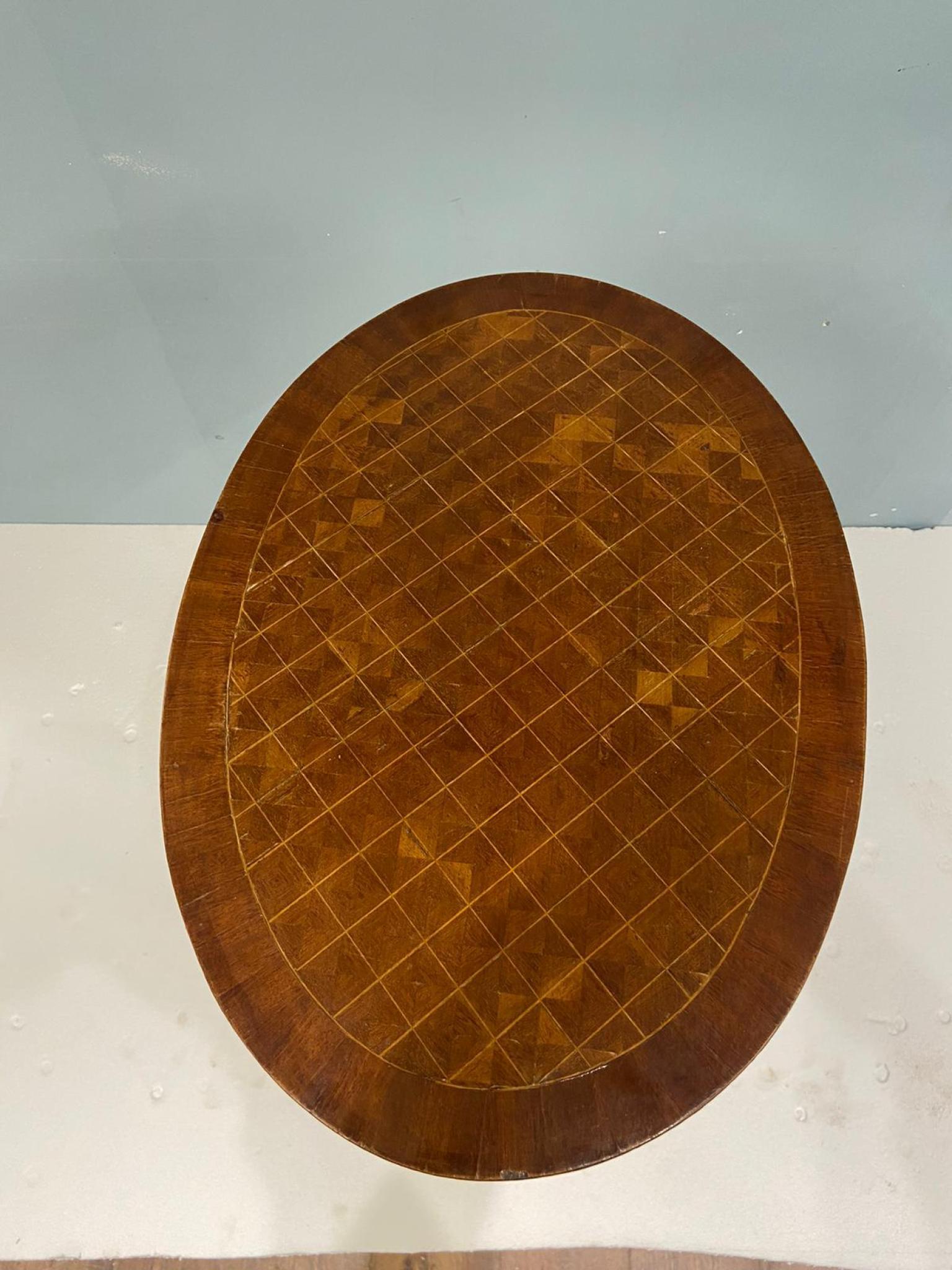 Regency Side Table Occasional Oval End Parquetry Inlay For Sale 8