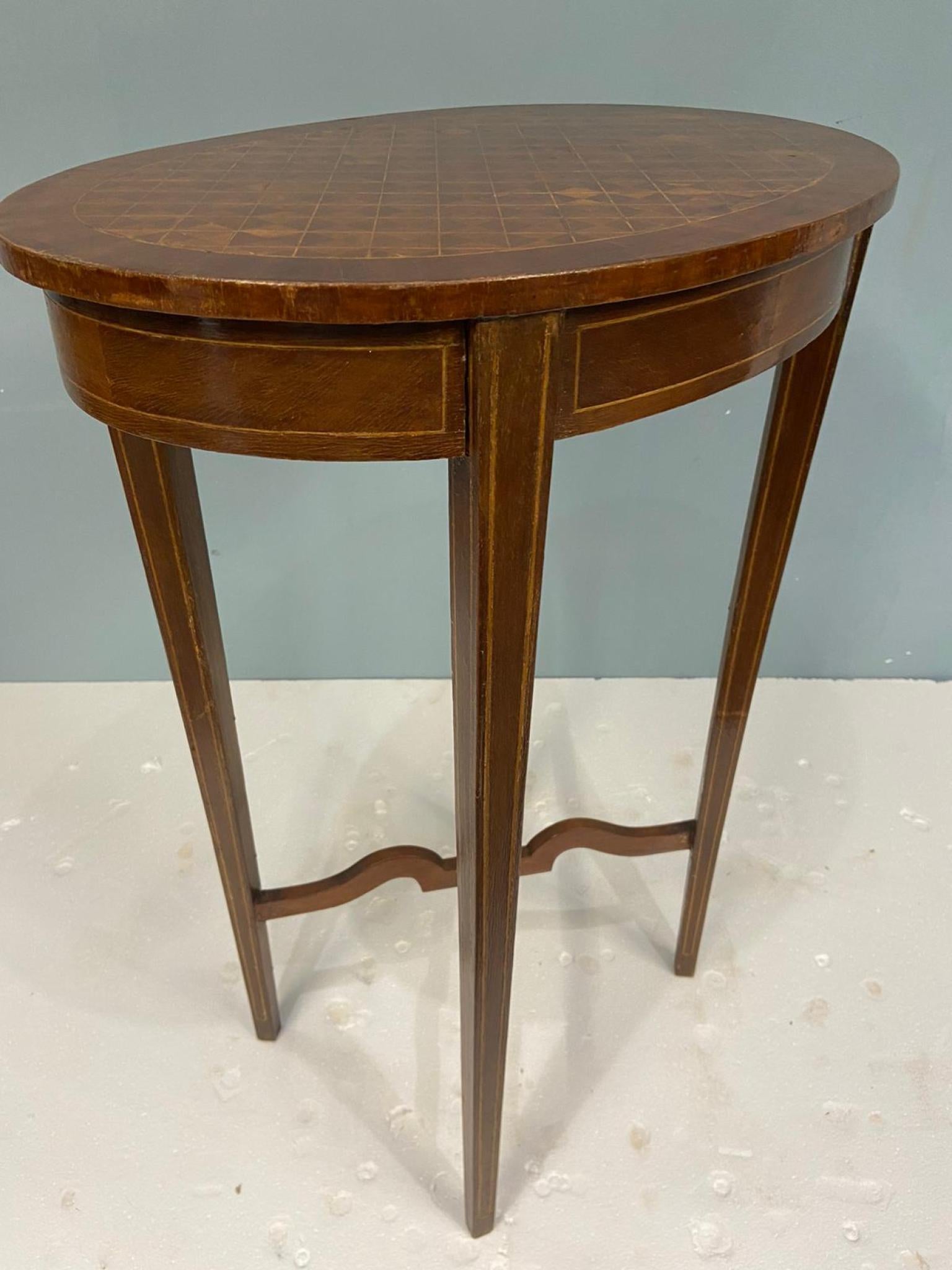 Regency Side Table Occasional Oval End Parquetry Inlay For Sale 7