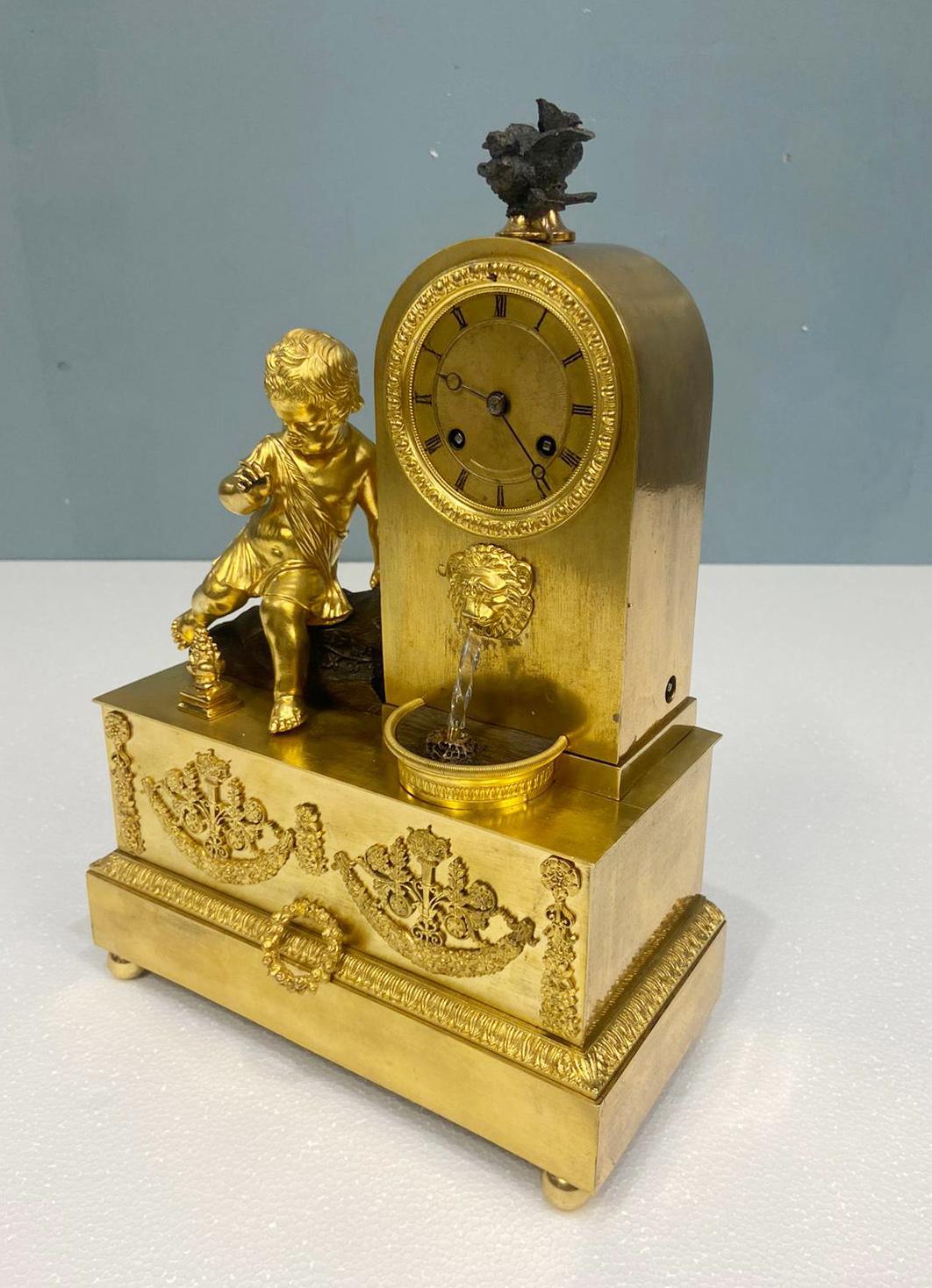 Bronze French Gilt Waterfall Clock Henry Dasson 1843 For Sale