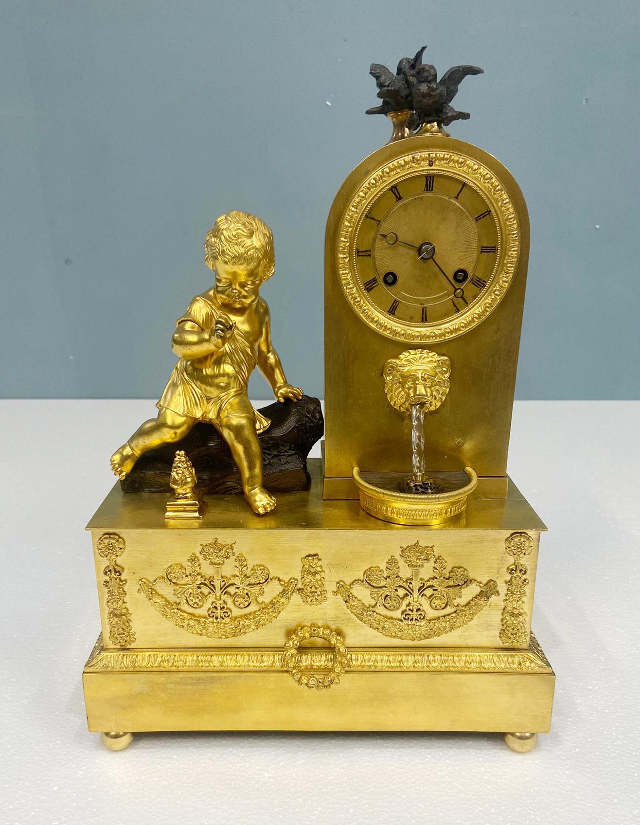French Gilt Waterfall Clock Henry Dasson 1843 For Sale 1