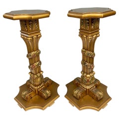 Pair French Gilt Pedestal Stands Neo Classical Baroque