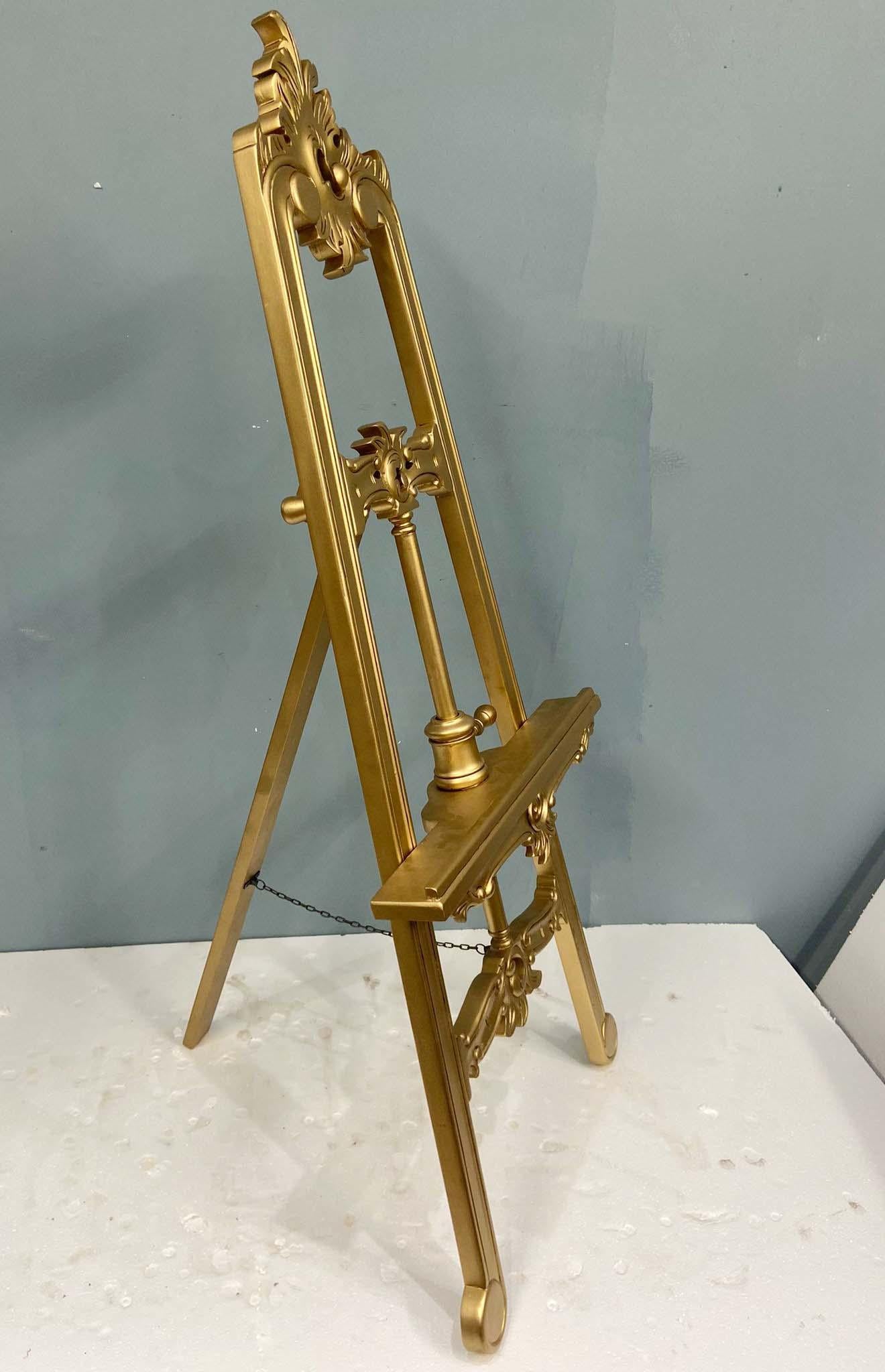 Chevalet d'artiste doré Support d'image à hauteur réglable en vente 5