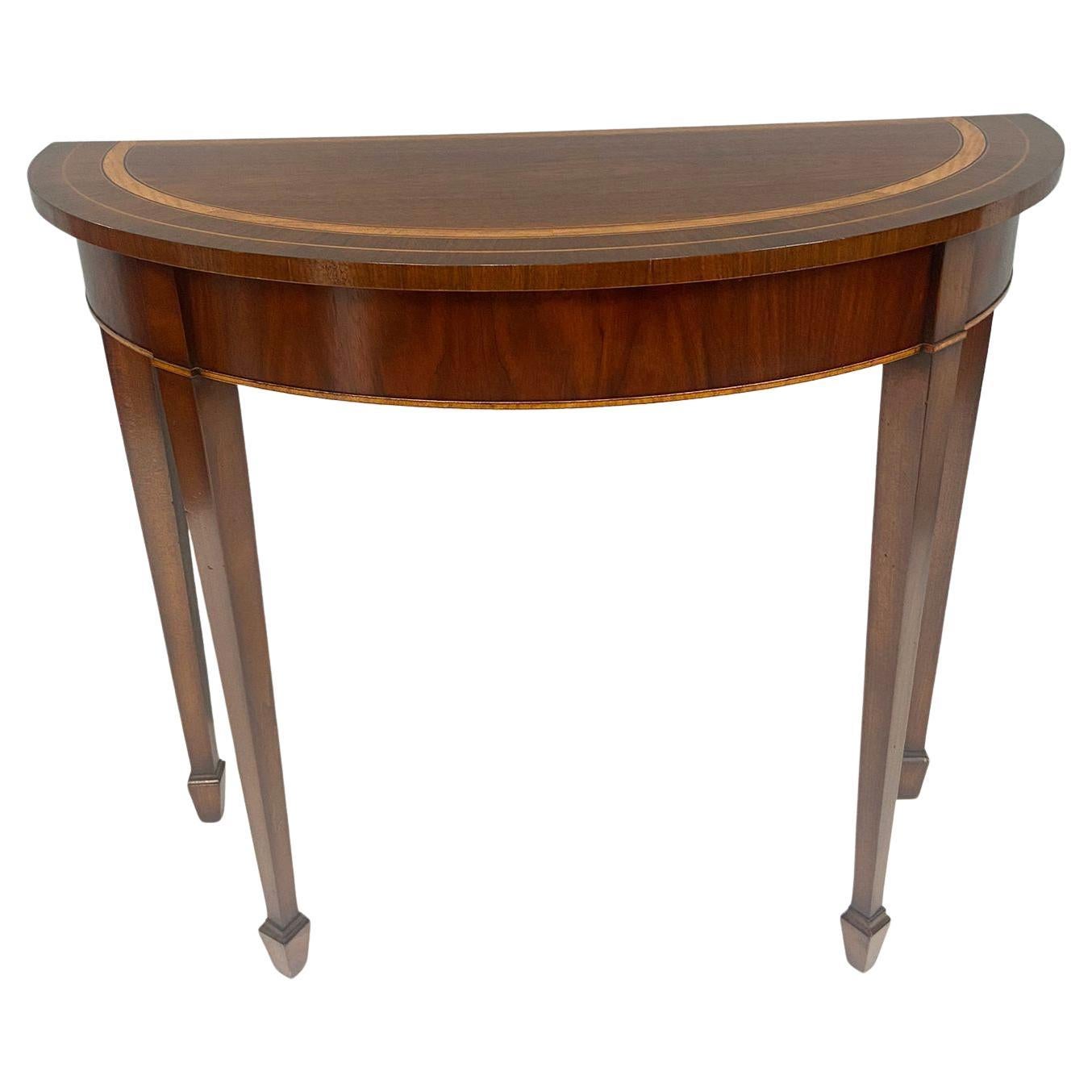 Table console Sheraton Demi Lune Acajou en vente