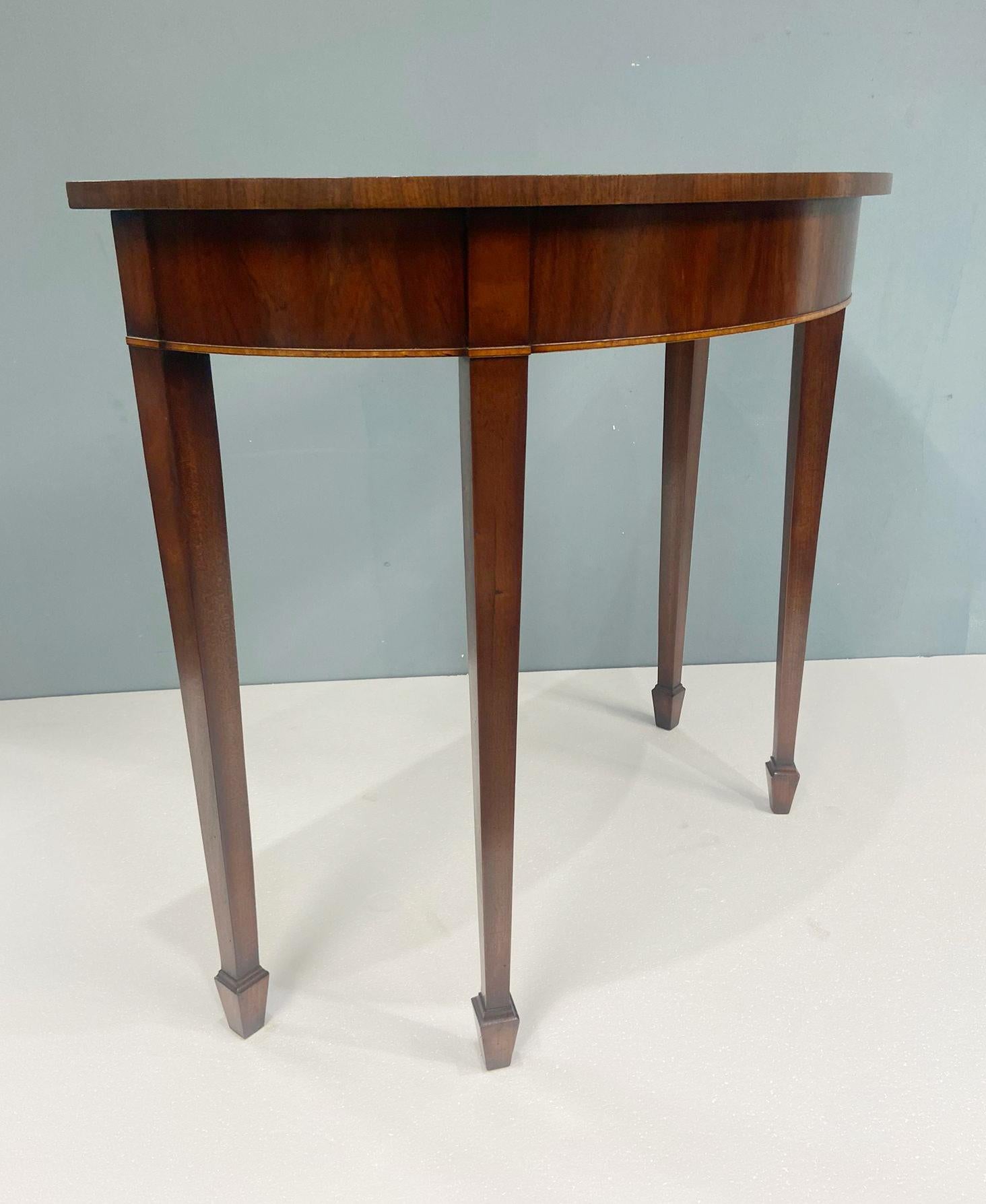 Table console Sheraton Demi Lune Acajou en vente 2
