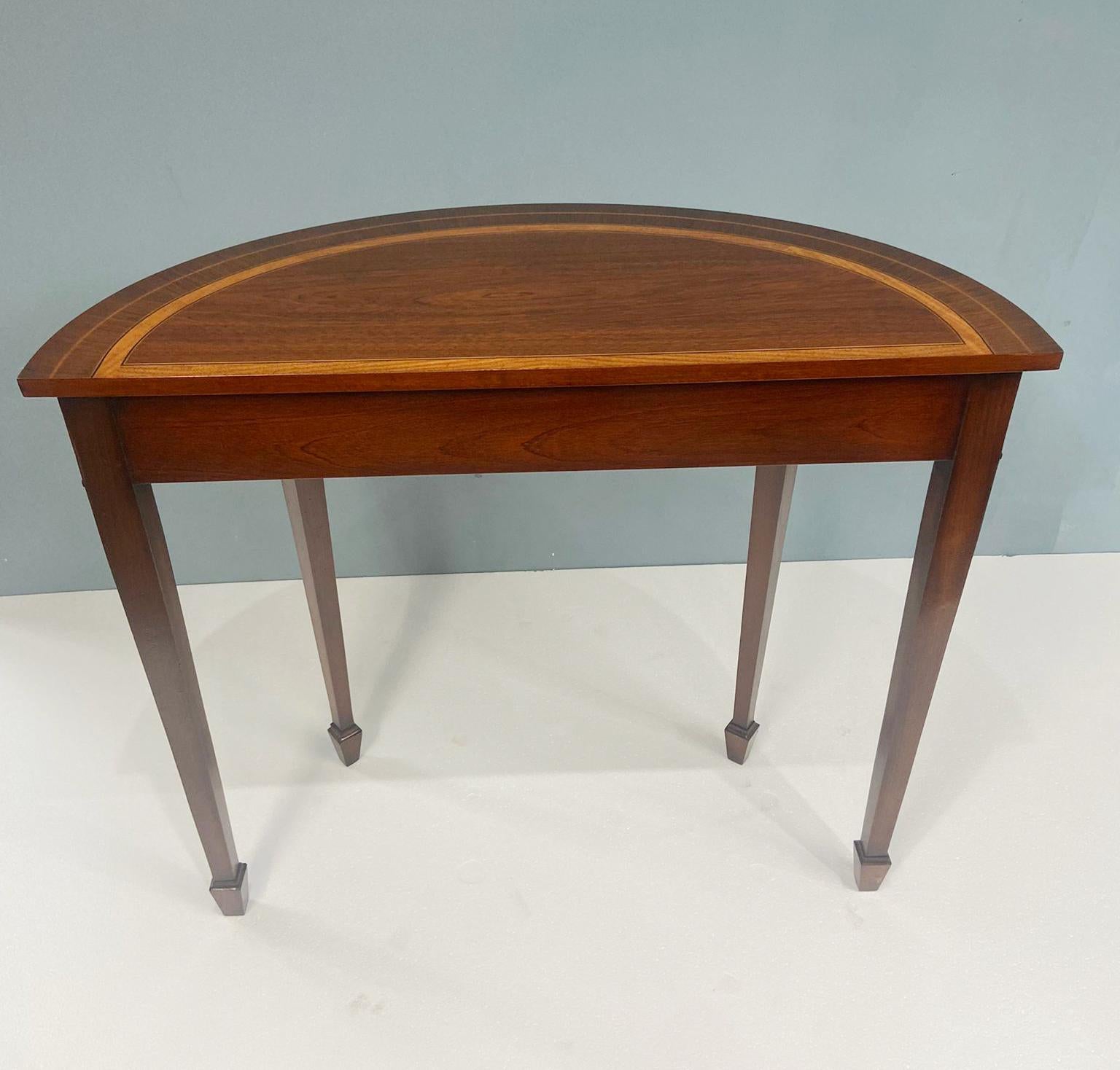 Table console Sheraton Demi Lune Acajou en vente 7