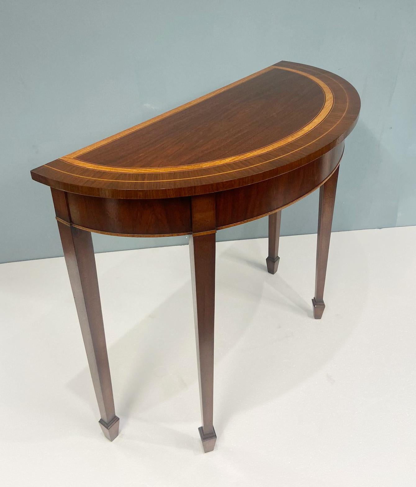 Table console Sheraton Demi Lune Acajou en vente 3