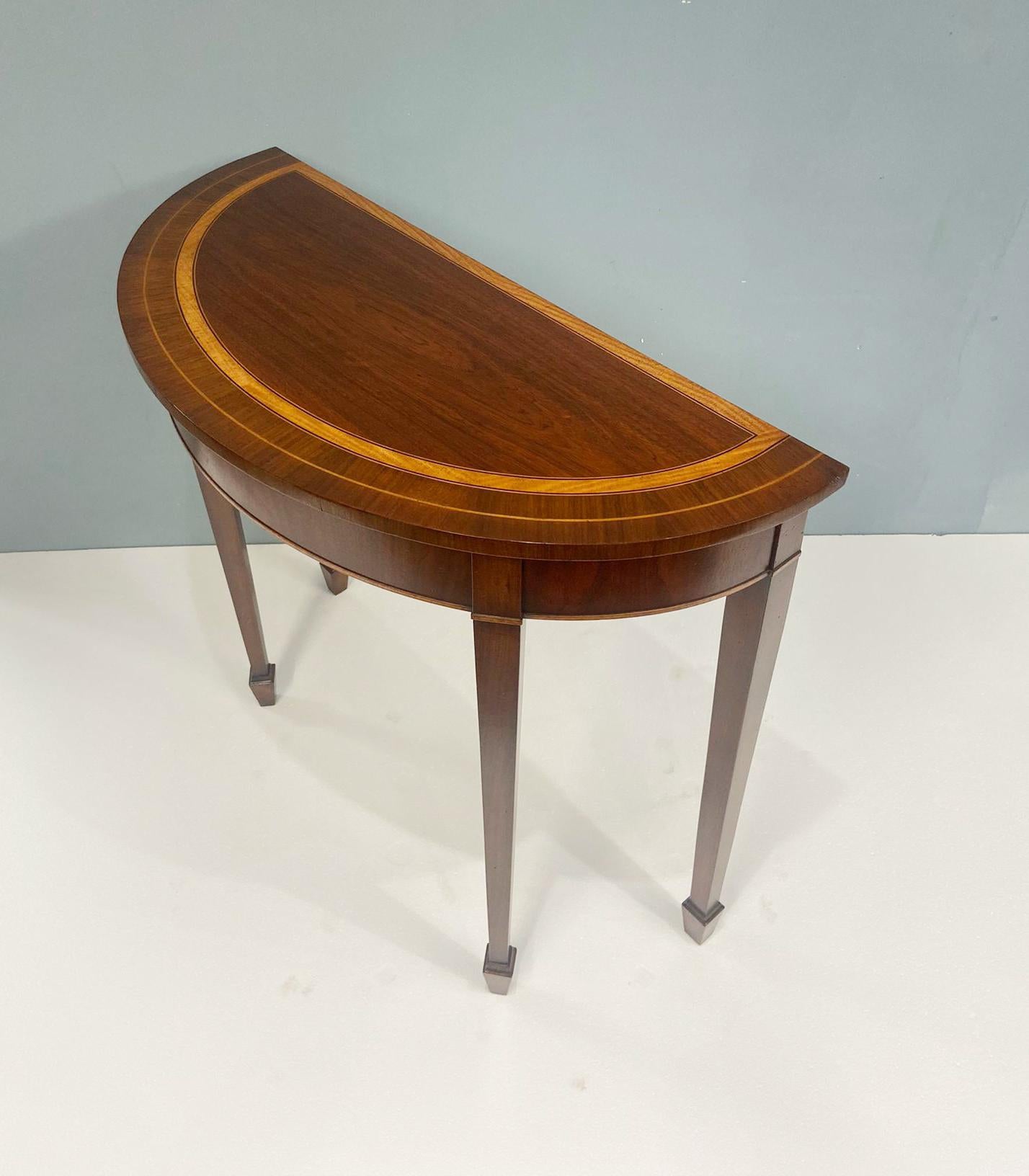 Table console Sheraton Demi Lune Acajou en vente 12
