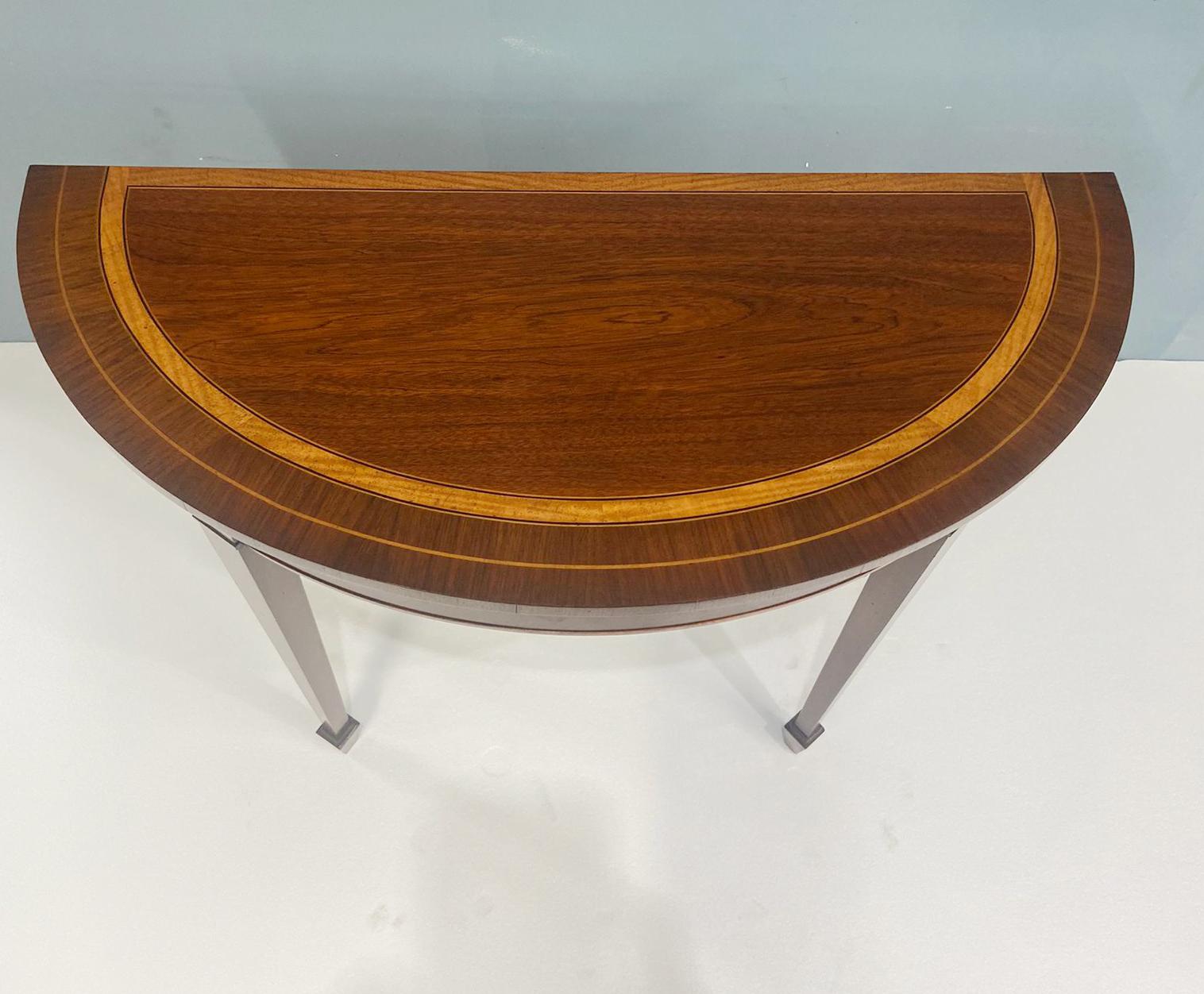 Table console Sheraton Demi Lune Acajou en vente 13