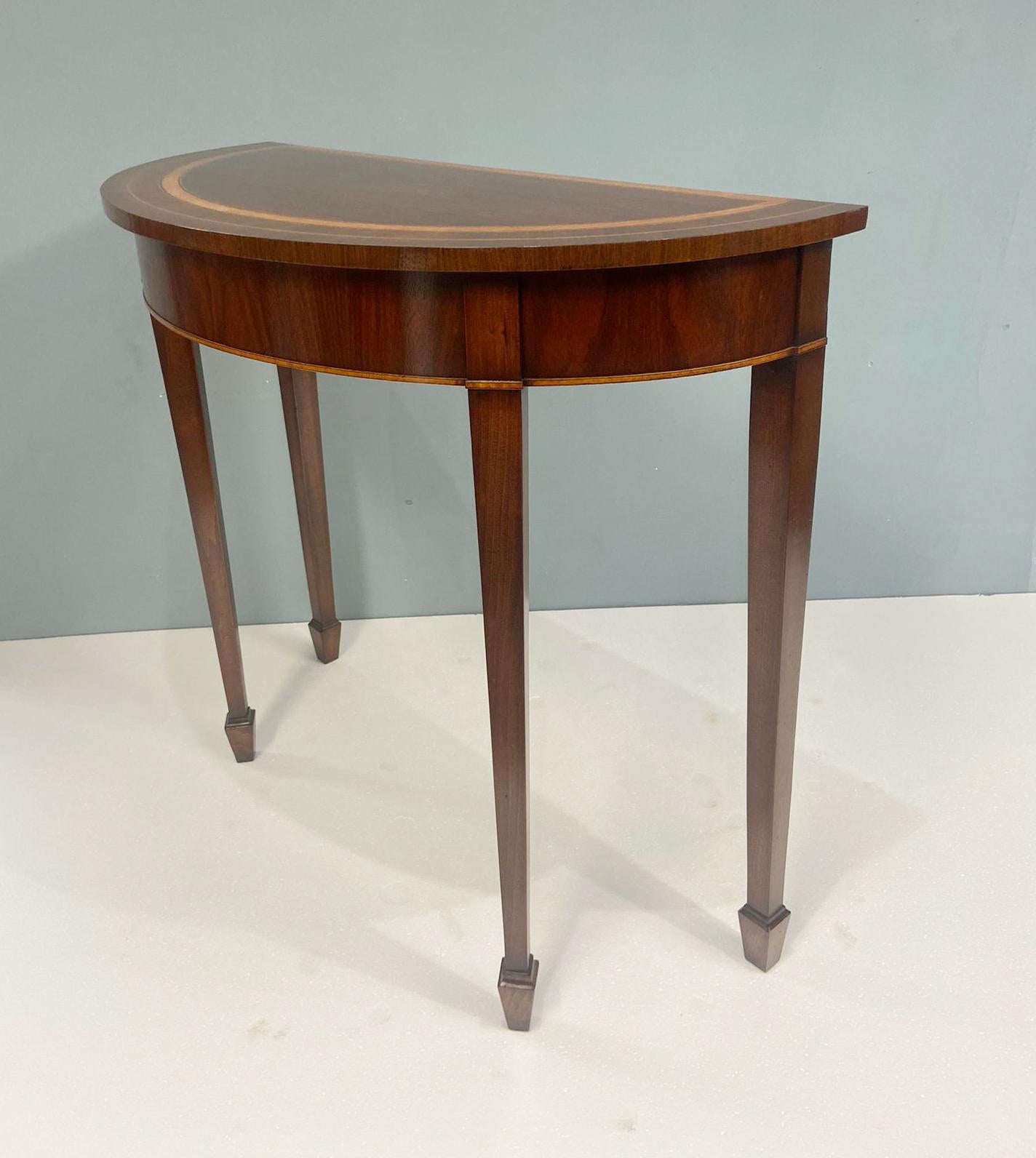 Table console Sheraton Demi Lune Acajou en vente 11