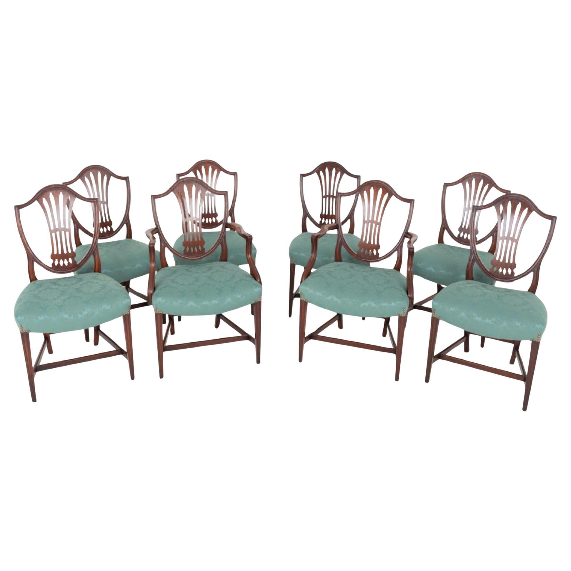 Set Hepplewhite Dining Chairs Mahogany 8 Revival