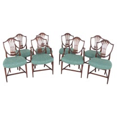 Set Hepplewhite Dining Chairs Mahogany 8 Revival