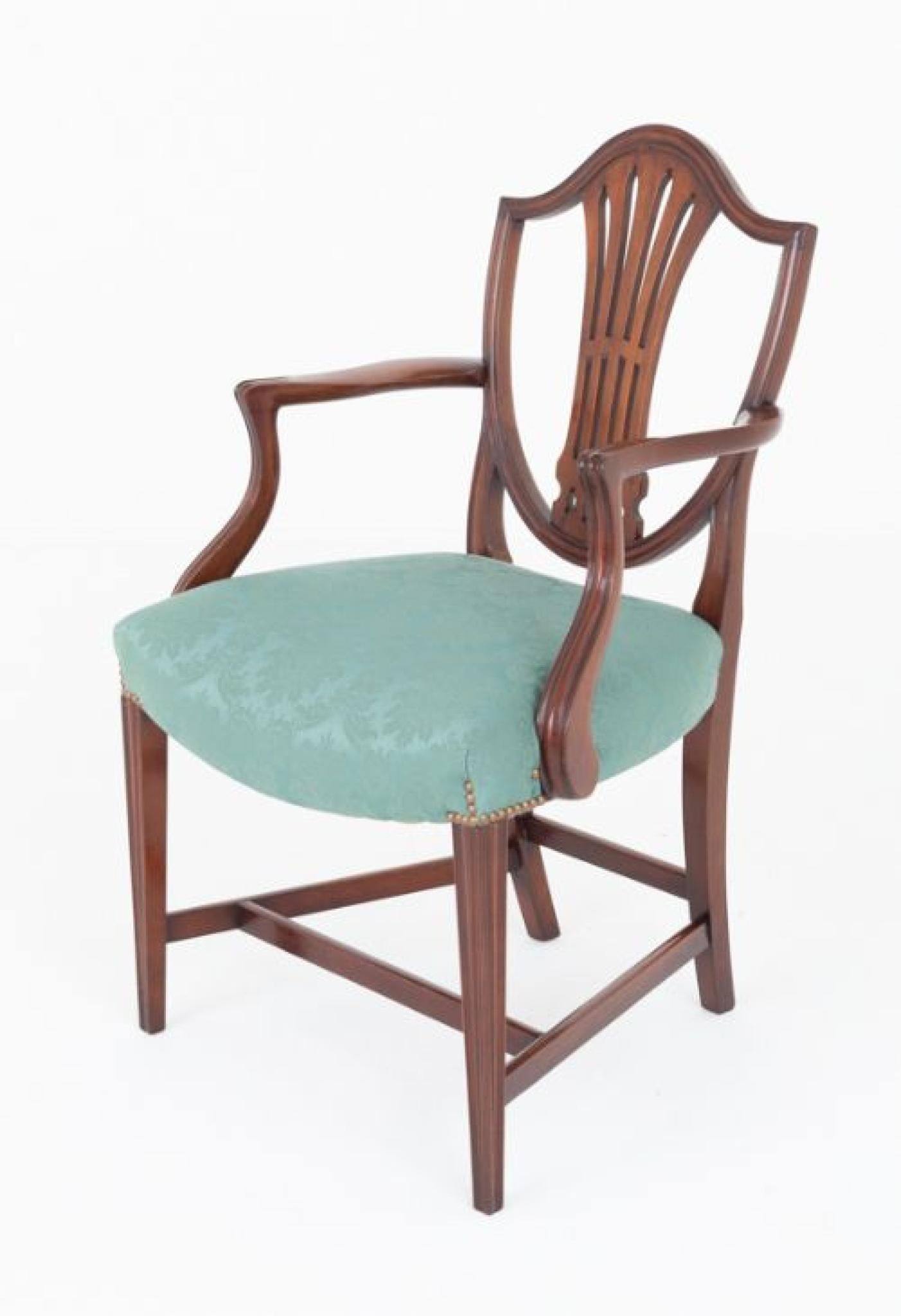Set Hepplewhite Dining Chairs Mahogany 8 Revival en vente 1