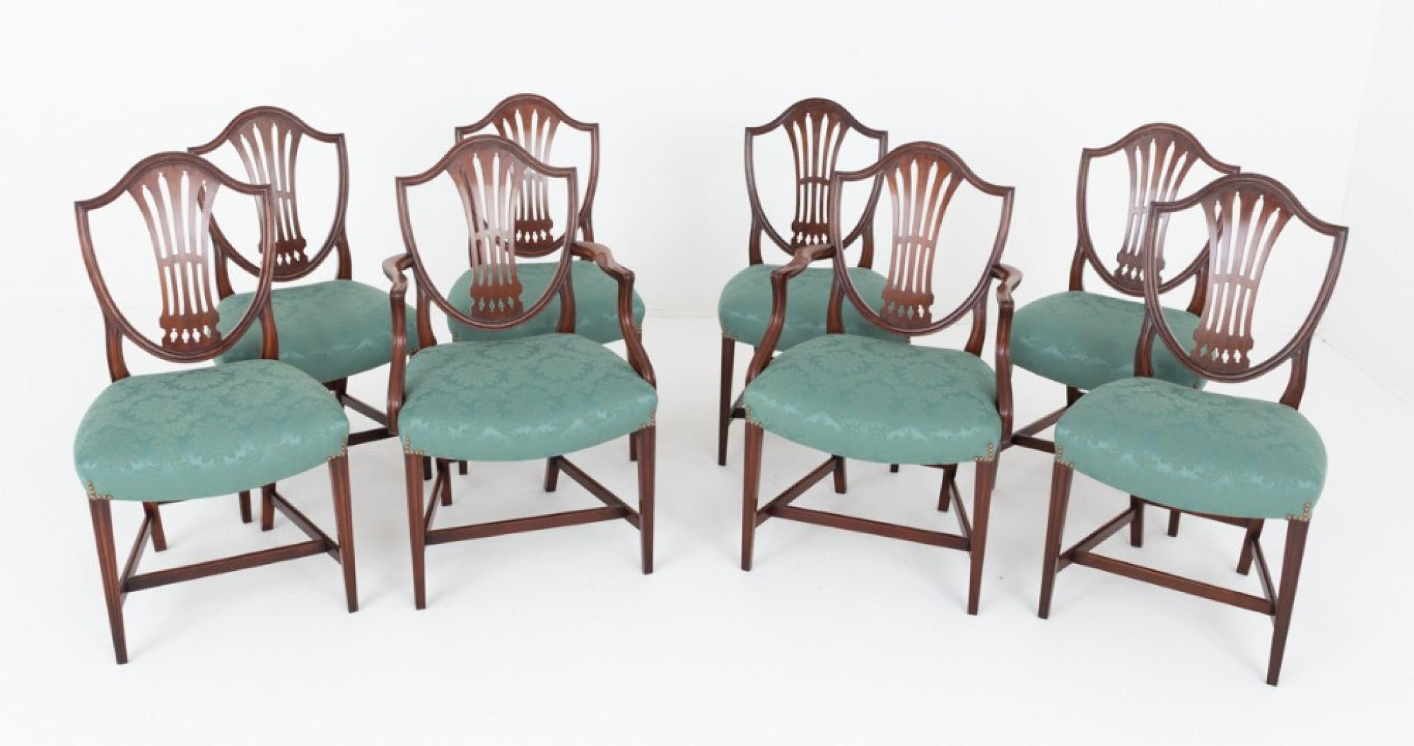 Set Hepplewhite Dining Chairs Mahogany 8 Revival en vente 3