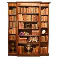 Mahogany Breakfront Bookcase - English Sheraton Open Bespoke