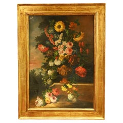 Flämisches Ölgemälde Blumenstillleben Antike Art 1900