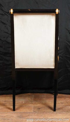 French Arm Chair - Empire Black Lacquer Seat Fauteil
