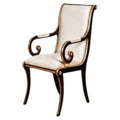 French Arm Chair - Empire Black Lacquer Seat Fauteil