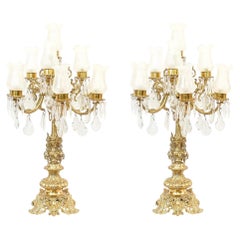 Pair French Gilt Lamps Empire Table Lights