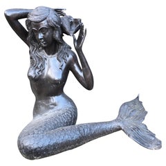 Bronze Mermaid Fountain Garden Statue Siren Female Figurine