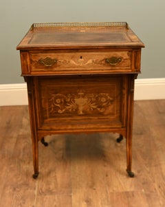 Edwardian Davenport Desk Marquetry Inlaid Mahogany 1900 Sheraton Revival