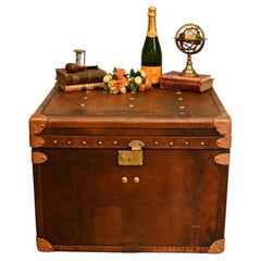 Vintage Leather Trunk Steamer Campaign Chest
