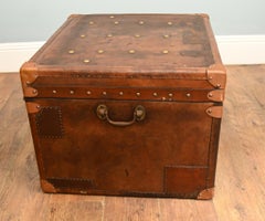 Vintage Leather Trunk Steamer Campaign Chest