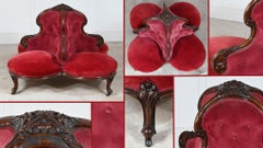 Victorian Conversation Seat Settee Couch Tete-a-tete Mahogany 1860