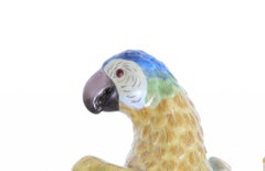 Pair Porcelain Parrots Statues Tropical Bird