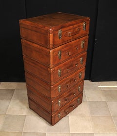 Campaign Chest Drawers - Leather Tall Boy Colonial Furniture