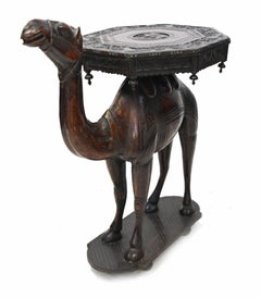Anglo Indian Carved Camel Side Table Hardwood 1920