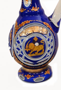 Pair Bohemian Glass Urns Jugs Circa 1930