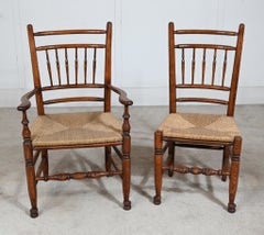 Oak Dining Set Gateleg Table and 6 Spindleback Chairs Kitchen Farmhouse
