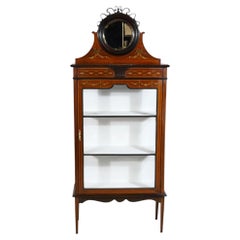 Edwardian Mahogany Inlaid China Cabinet Circa 1890 PE Gane Cardiff