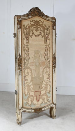 French Louis XV Screen Three Fold Tapestry Dressing Circa 1880