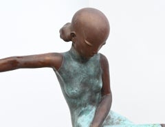 Art Deco Style Bronze Seated Ballerina Sculpture Abstract Garden