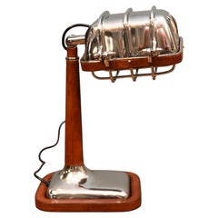 Art Deco Style Chrome and Leather Desk Lamp