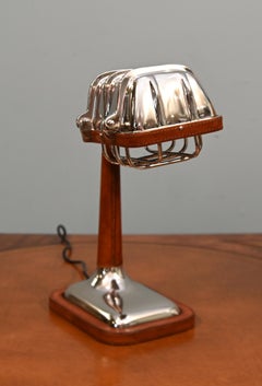 Art Deco Style Chrome and Leather Desk Lamp