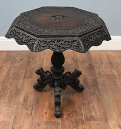 Carved Burmese Side Table Harwood Mayanmar Burma Colonial Furniture