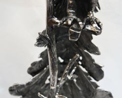 Hollywood Regency Wine Table Silver Peacock Side Tables