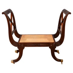 Regency Window Seat Stool Mahogany Circa 1930